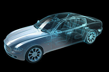 ein Auto mit einem Drahtgitter auf der Haube